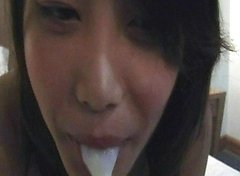 Hottest Asian amateur girl that you will ever see going fucking nuts right here with an impressive blowjob where she goes fucking wild sucking up and 