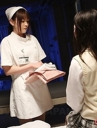 Hot schoolgirl sucking a big dong