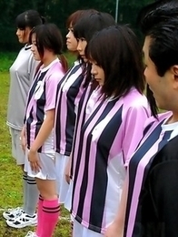 Horny babes playing sexy soccer