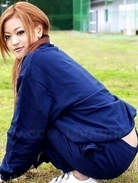 An Umemiya poses out on the field