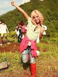 Raina and Rara flashing their tits