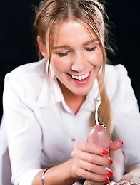 Alexis Crystal Massages Dick with Cum