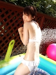 Japanese Naoko Sawano enjoys some water on sexy curves in hot day Japanese Naoko Sawano enjoys some water on sexy curves in hot day