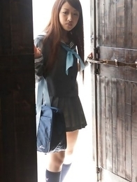 Cocoro Hirahara can´t keep school uniform on her for long Cocoro Hirahara can´t keep school uniform on her for long