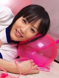 Yuri Hamada in sports equipment plays with balloons a lot Yuri Hamada in sports equipment plays with balloons a lot