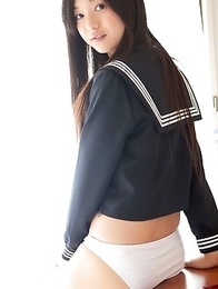 Mayumi Yamanaka takes skirt off and shows cunt in panty