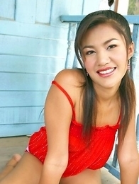 Pajar Buabun sits on a porch and she has on a red dress that hugs her body. Her amazing tits are exposed as she rubs on them. Pajar Buabun sits on a porch and she has on a red dress that hugs her body. Her amazing tits are exposed as she rubs on them.