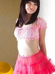 Ai Eikura takes fluffy skirt off and shows naughty behind