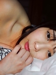 Ruka Kanae fondles her juicy nude cans and nude beaver too