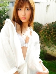 Anna Anjyo has nude cans in shirt and shows some pussy