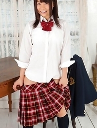 Mana doll in school uniform is naughty and happy after hour