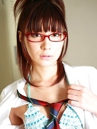 Miu Nakamura in hot school uniform shows ass in blue thong