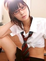 Miu Nakamura in hot school uniform shows ass in blue thong Miu Nakamura in hot school uniform shows ass in blue thong