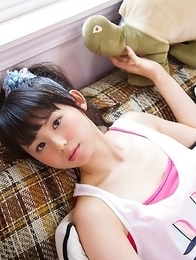 Rina Koike in socks and colorful bath suit is so playful Rina Koike in socks and colorful bath suit is so playful