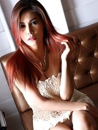 Amazing cutie Natalie Wang undresses and prepares to fuck herself with a pink dildo