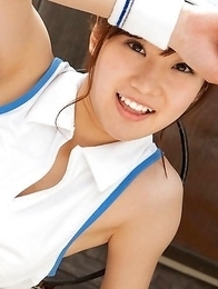 Kana Yuuki shows flexibility while playing with tennis ball Kana Yuuki shows flexibility while playing with tennis ball