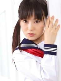 Kana Moriyama is sexy both in uniform and in satin linjerie