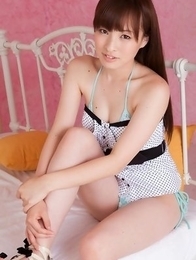 Maho Kiruma in cute outfit shows hot bum in bikini on bed Maho Kiruma in cute outfit shows hot bum in bikini on bed