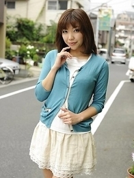 Juri Kitahara in blue sweater and lace skirt Juri Kitahara in blue sweater and lace skirt