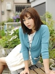 Juri Kitahara in blue sweater and lace skirt Juri Kitahara in blue sweater and lace skirt
